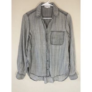 For the Republic Denim Gray Chambray Long Sleeve Button Up Shirt Size SMALL Boho